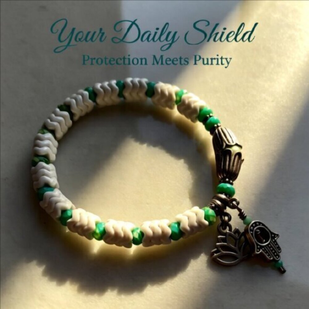 Namaste! Hamsa Hand & Lotus Blessings Bracelet! Abundance Feminine Power